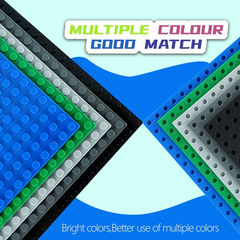 EKIND 4 PCS Classic 5" x 10" Building Baseplates, Compatible with Major Brands Toy Bricks, Encourage Logic & Creativity Through Play, Ideal STEM Activities for Children (Gray) - Image 4